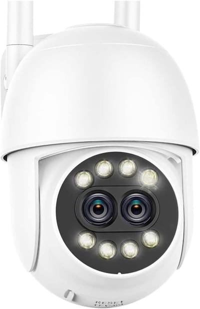 Beveiligingscamera Buiten - IP Camera Wifi - Huisbewaking - Dubbele Lens Zoom - 8MP - Wit