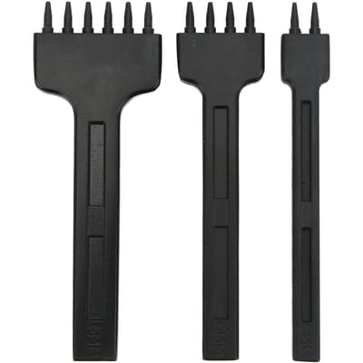 3 Stuks Leer Priem Pons Zwart 2 Tanden 4 Tanden 6 Tanden Ronde Tanden Leer Naaien Pons Doe-het-zelf Ponsgereedschap Black