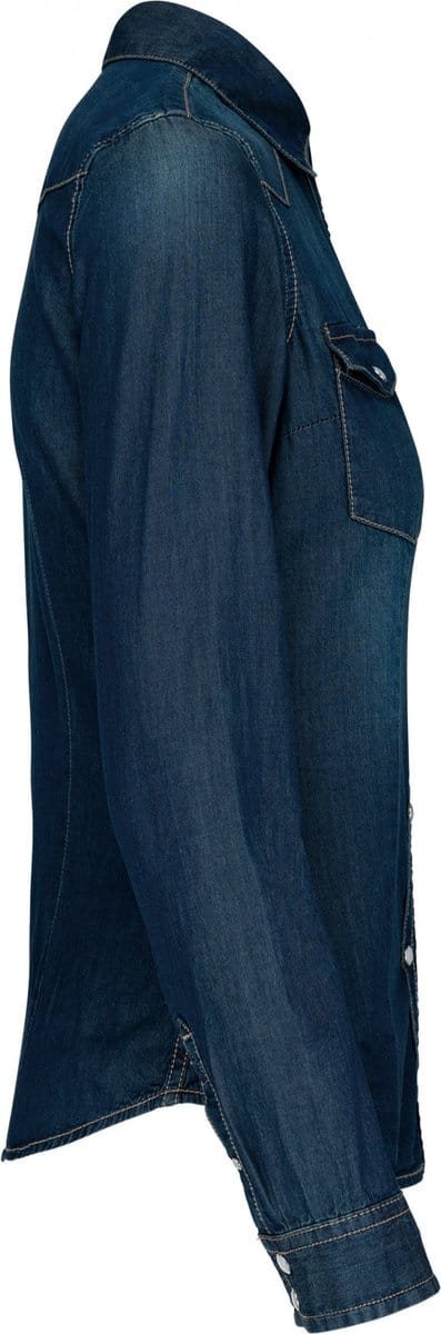 Kariban Dames denim blouse lange mouwen K518 - Blue Jean - L