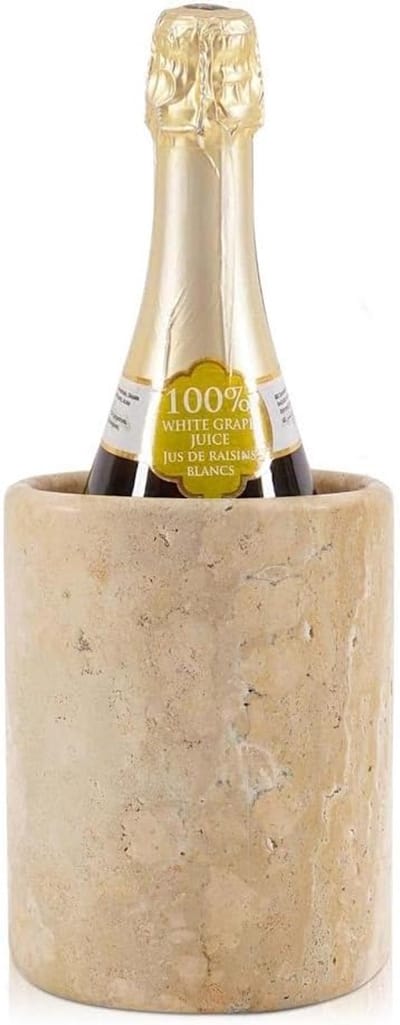 Handgemaakte Travertijn Marmeren Wijnkoeler - 6,5 Inch Flessenkoeler voor Wijn en Champagne