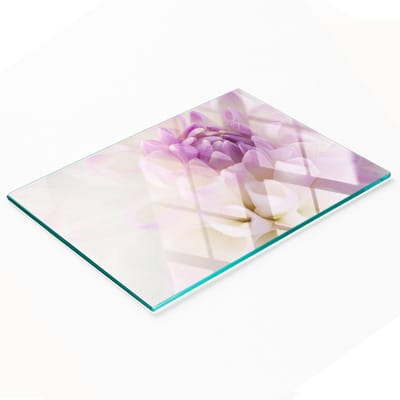 Multifunctionele decoratieve glazen keukenplank wit dahlia 80x52 cm