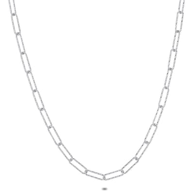 Twice As Nice Halsketting in zilver, schakelketting 45cm+5cm