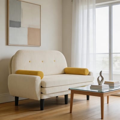 Komhtom - Ivoorgekleurde corduroy loveseat-bank - geschikt als daybed en relaxstoel met opbergruimte - voor de woonkamer