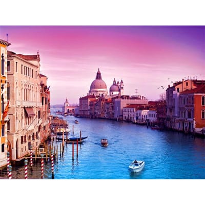 Peinture diamant paysage de bord de mer, ville, point de croix, broderie en cristal, couture, diamant rond complet 20X30CM pink