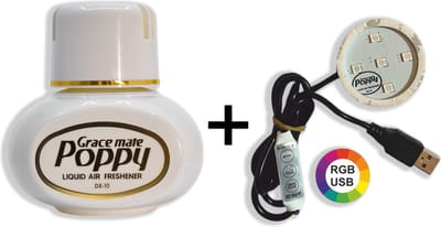 Poppy Grace Mate Luchtverfrisser Jasmijn 150ml - IncL. RGB Lampje & USB aansluiting 5 volt - Luxe Auto Air Freshener