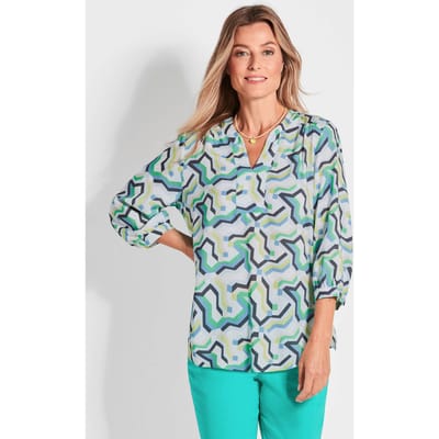 Blouse in tuniekstijl - groen / gedess. - Gr. 19 van Goldner Fashion