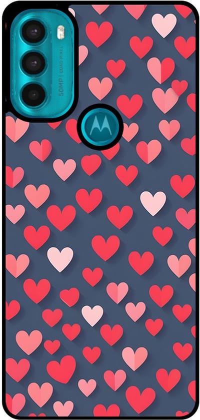 Smartphonica Telefoonhoesje Geschikt voor Motorola Moto G71 5G met Roze en Rode Hartjes Opdruk - TPU Backcover Case With Rosé and Red Heart Design geschikt voor Motorola Moto G71 5G