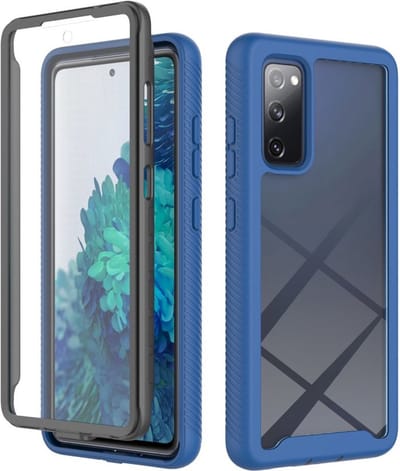Hoesje Geschikt voor Samsung Galaxy S20 FE | Met ingebouwde screenprotector | Full Protect valbescherming | Doorzichtig / Blauw