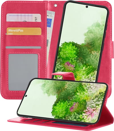 Hoesje 2 in 1 - Geschikt voor Samsung Galaxy S20 - Met Uitneembare Hard Cover - Bookcase - Wallet Case - Met Pasjeshouder - Book Case - Uitneembaar - Pashouder - Kunstleer - Donkerroze