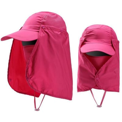 Chapeau de soleil d'été pour la pêche, protection solaire UV d'extérieur, réglable, respirant, visière pour le cou et le visage, casquette de pêcheur pink