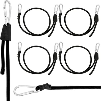 Verstelbare Elastische Vergrendelingsriem met Karabiner, 100 cm voor Bagage, Fietsen en Motoren, Sterke Spanning voor Camping en Vervoer