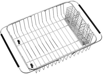 Uitbreidbaar Afdruiprek voor in de Keuken - Roestvrij Staal Organizer voor Borden en Bestek