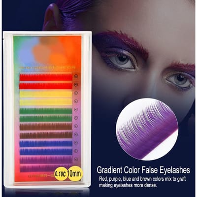Regenboog Kleurrijke Nep Wimper Extensions Kleurverloop Nep Oogwimpers Individueel 10mm white