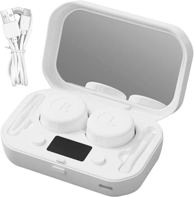 Contactlenzenreiniger,Oogcontactreiniger,Draagbare reinigingsmachine voor contactlenzen - Solution Soak Case, dagelijkse verzorging voor RGP, harde, gekleurde lenzen, inclusief oplader