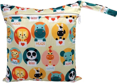 Strandtas met ritssluiting – Waterdichte strandtas – Luiertas – 28x30 cm –Dierletters K208