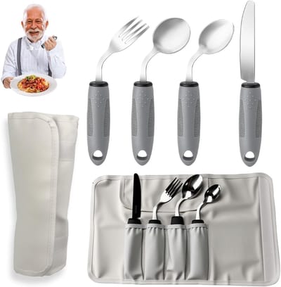 Handige 4-delige bestekset voor mensen met Parkinson - ergonomisch, antislip en eenvoudig te gebruiken