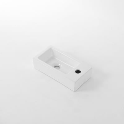 FugaFlow Eccelente Pietra Fontein - 38x18.5x9cm - keramiek - kraangat rechts - Glans wit