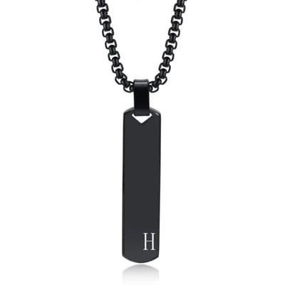 Bovista Ketting - Heren - Staal - Nep zilver - Met Hanger - Zwart - H