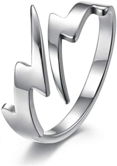Cosensi- Vingerring Verstelbaar - Dubbele Bliksemschicht - Roestvrij Staal - Punk Sieraad - Gepersonaliseerde Statement Ring - Geschikt voor Alle Leeftijdsgroepen