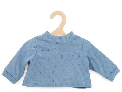 Asi poppenkleding - katoenen T-shirt met lange mouwen, zachtblauw