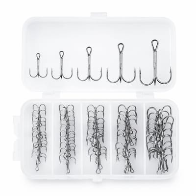 S&D | Hengelsport dreggen set - 5 maten 50 Stuks - Zilver Carbonstaal - Incl. opbergdoosje