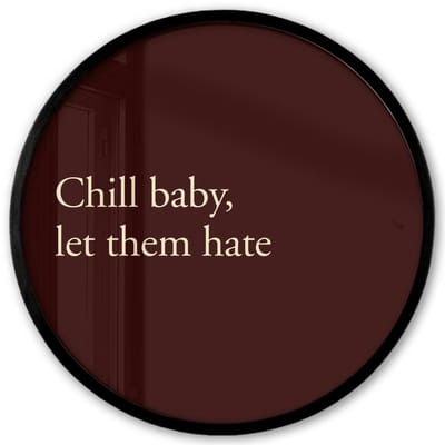 Poster in lijst Rond - Fotolijst 40x40 cm - Posters - Tekst - Rood - Minimalistisch - Ronde posterlijst zwart - Decoratie - Wanddecoratie woonkamer - Muurdecoratie slaapkamer