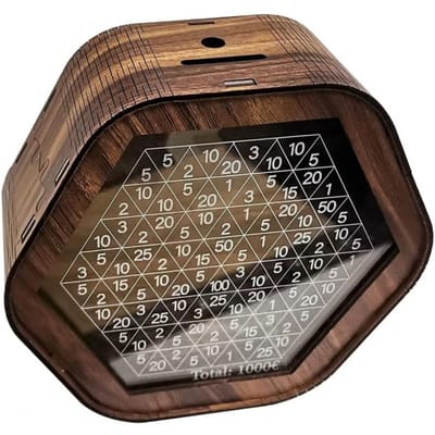 Spaarpot Zeshoekig houten spaarvarken met digitale weegschaal voor kinderen Volwassenen Behaal besparingsdoelen met kinderspaardoel black