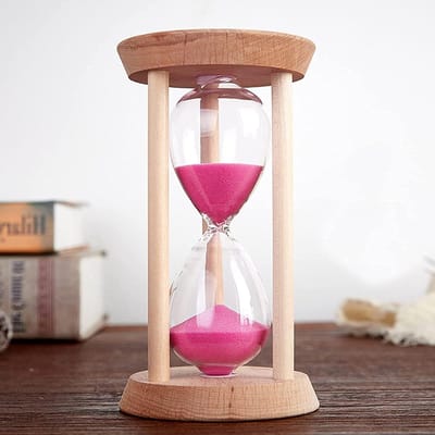 Zandloper Timer - Zandklok Decoratie - Tijd Meten - Massief Houten Frame - 10x5.1cm - Roze Zand