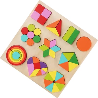 Houten Bouwblokken - Educatief Speelgoed Puzzel - Kinderen Leren Spelen - Geometrische Vormen Sorteren - 30x30CM - Diverse kleuren