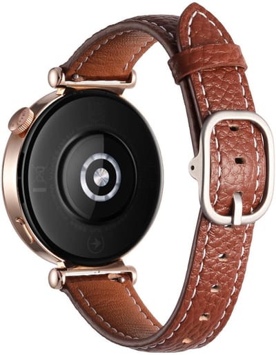 Leren bandje - geschikt voor Garmin Venu 2s / 3s / 4 (41mm) / Vivoactive 4s / Forerunner 255s / 265s - Huawei Watch GT 5 Pro - 42mm / GT 6 / GT 5 / GT 4 - 41mm - gesp - lichtbruin