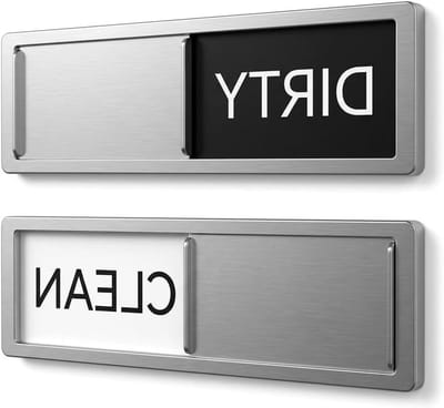 Vaatwasser indicator - Schoon vuil bord - Keuken organiseren - Dubbele weergave - 9x9cm - Zilver grijs