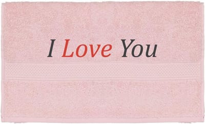 Handdoek - I Love you - 100x50cm - Roze