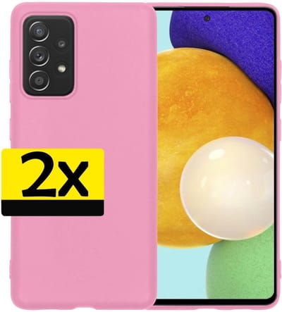 Hoesje - 2 Stuks - Geschikt voor Samsung Galaxy A52 - Sterk & Shockproof - Case Siliconen - Back Cover - Telefoon Hoes - Telefoonhoesjes - Roze