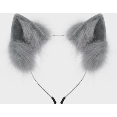 Pluizige Kat Wolf Vos Oren Haarband Halloween Hoofddeksel Cosplay Kostuum Feest, Rave grijs