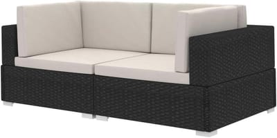 Modulaire Hoekbank - Rotan Bank Tuin - Buiten Ontspannen - Flexibel Plaatsbaar - 70 x 70 x 54 cm - Zwart