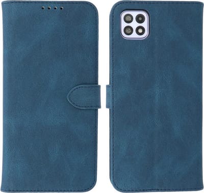 Samsung Galaxy A22 5G Hoesje - Portemonnee Book Case - Kaarthouder & Magneetlipje - Kunstleer - Blauw