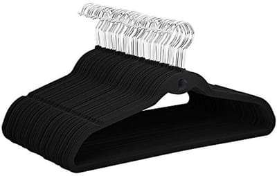 Fluwelen Kleerhangers - Antislip Hangers - Kleding Opbergen - Ruimtebesparend Ontwerp - 100 Stuks - Zwart