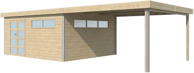 Woodlands Blokhut Kasuko met Overkapping en Dakisolatie 885 x 385 cm