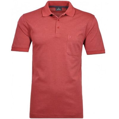Ragman Softknit Poloshirt Breast Pocket Pima Cotton Mix Dark Coral / male