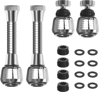 Faucet Extension 4 Pack - 360 Degree Flexible Rotating Faucet Aerator - Rotating Faucet Aerator Tap Attachment - Extension Swivel Replacement voor Keuken en Badkamer