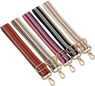 Gestreepte Schouderband voor Handtassen, Verstelbare Tasriem voor Dames en Heren, 3.8 cm Breed, Ideaal voor Comfort en Stijl, 75-130 cm, Polyester in Paars/Oranje met Goud