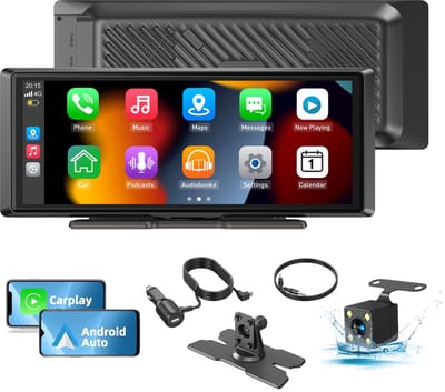 ESSGOO CarPlay Scherm - 8 Inch - Geschikt voor Apple & Android - Incl. Achteruitrijcamera - Navigatiesysteem Auto - Draadloos - Touchscreen - Universeel - Multimedia Autoradio