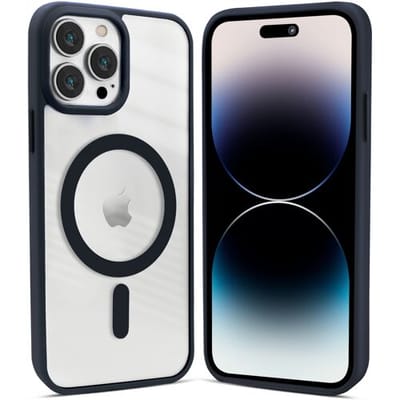 Coverzs telefoonhoesje geschikt voor Apple iPhone 13 Pro hoesje Magneet - magnetisch hoesje - mat - donkerblauw