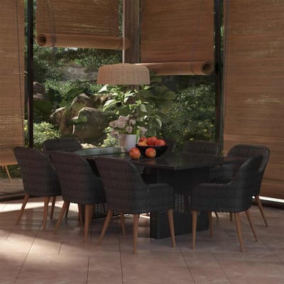 vidaXL - 9-delige - Tuinset - poly - rattan - zwart