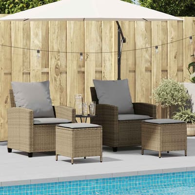 vidaXL - 4-delige - tuinbankset - met - kussens - beige - polyrotan