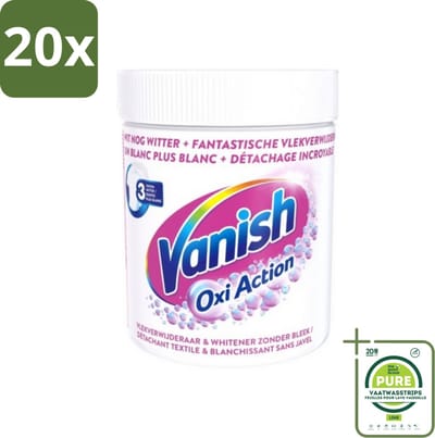 20 x Vanish Oxi Action - Vlekkenverwijderaar Poeder - Zonder Bleek - Witte Was - 550 Gram - Grootverpakking - Vlekkenverwijderaar - Witte Was - Waspoeder - Vlekken Verwijderen - Wasmiddel