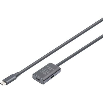 Digitus DA-73108 USB-C-kabel USB 3.2 Gen1, USB 3.2 Gen1, USB 3.0 USB-C, USB-C bus, USB-C stekker 5.00 m Zwart Actief met signaalversterking, Stekker