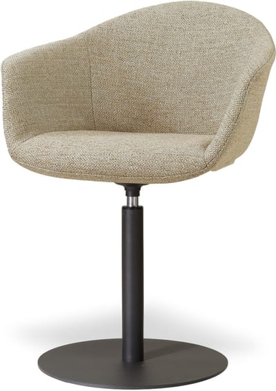 Nolon Niva-Otis Draaibare Tulp Eetkamerstoel Taupe Melange - Mat Zwart Onderstel - Modern - Armleuning