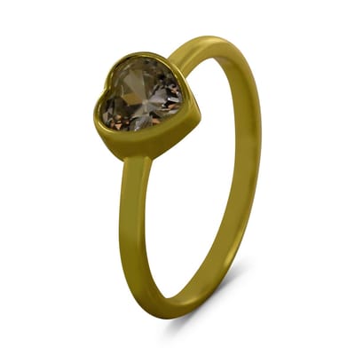 New Bling 9SIL-22689 Zilveren Ring - Dames - Zirkonia - Hartje - Wit - 7,4 x 7,5 mm - Maat 56 - Zilver - Gold Plated (Verguld/Goud op Zilver)