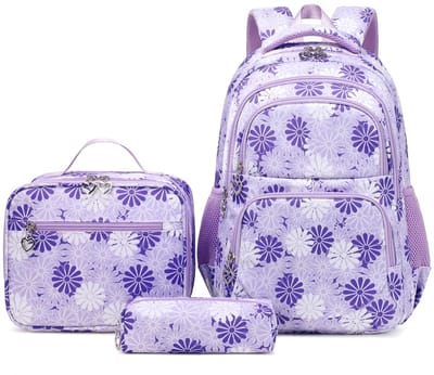 Allecto - Rugzak Meisje - Schooltas Set - 3 Delige Set - Dagrugzak met Lunch Box - Ideaal voor Tieners - Schattig Design